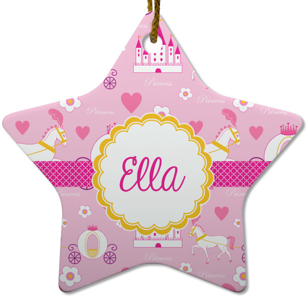 Custom Princess Carriage Star Ceramic Ornament w/ Name or Text