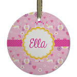 Princess Carriage Flat Glass Ornament - Round w/ Name or Text