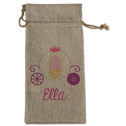 Princess Carriage Large Burlap Gift Bag - Front