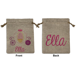 Princess Carriage Medium Burlap Gift Bag - Front & Back (Personalized)