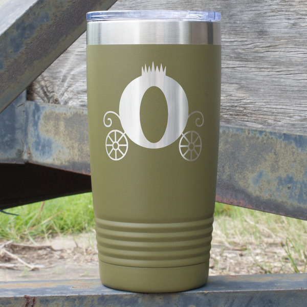 Custom Princess Carriage 20 oz Stainless Steel Tumbler - Olive - Double Sided (Personalized)