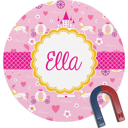 Princess Carriage Round Fridge Magnet (Personalized)