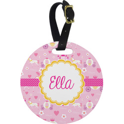 Princess Carriage Plastic Luggage Tag - Round (Personalized)