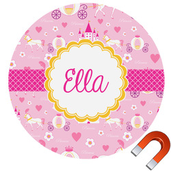 Princess Carriage Round Car Magnet - 6" (Personalized)