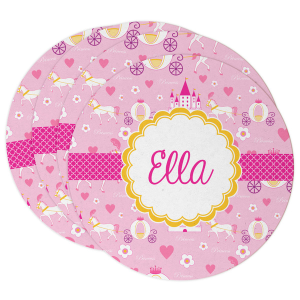 Custom Princess Carriage Round Paper Coasters w/ Name or Text