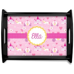 Princess Carriage Black Wooden Tray - Large (Personalized)