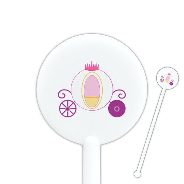 Custom Princess Carriage 5.5" Round Plastic Stir Sticks - White - Single Sided