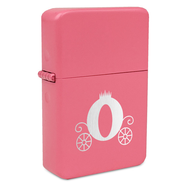 Custom Princess Carriage Windproof Lighter - Pink - Single Sided & Lid Engraved