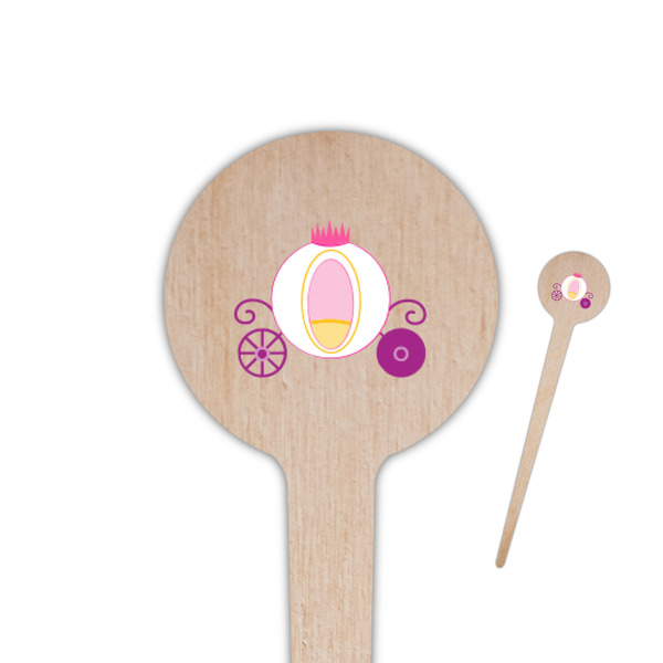 Custom Princess Carriage 4" Round Wooden Food Picks - Single Sided