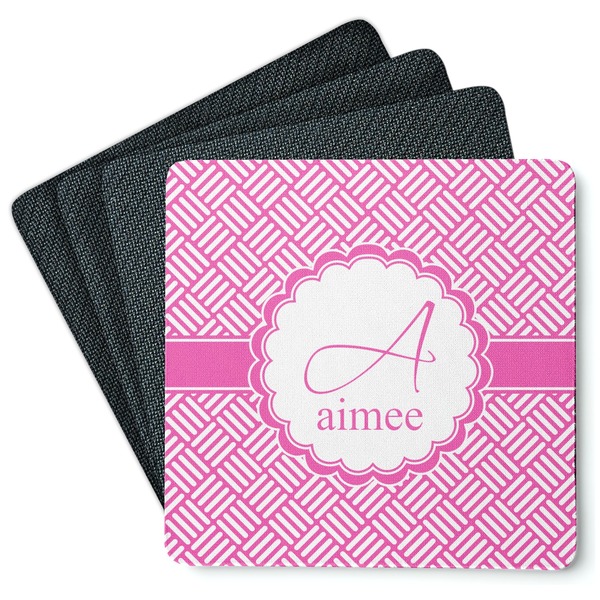 Custom Square Weave Square Rubber Backed Coasters - Set of 4 (Personalized)