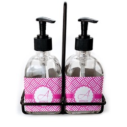 Square Weave Glass Soap & Lotion Bottle Set (Personalized)