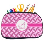 Square Weave Neoprene Pencil Case - Medium w/ Name and Initial