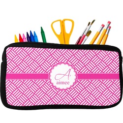 Square Weave Neoprene Pencil Case - Small w/ Name and Initial