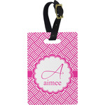 Square Weave Plastic Luggage Tag - Rectangular w/ Name and Initial