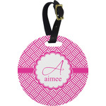 Square Weave Plastic Luggage Tag - Round (Personalized)