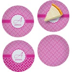 Square Weave Set of 4 Glass Appetizer / Dessert Plate 8" (Personalized)