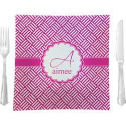 Square Weave 9.5" Glass Square Lunch / Dinner Plate- Single or Set of 4 (Personalized)