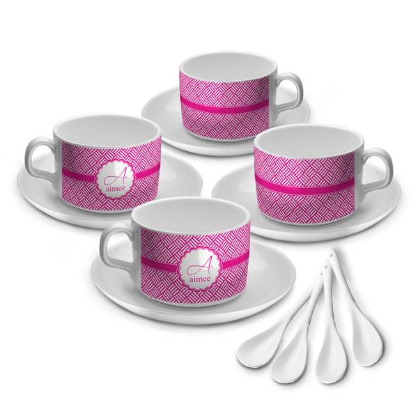 Custom Square Weave Tea Cup - Set of 4 (Personalized)