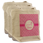 Square Weave Reusable Cotton Grocery Bags - Set of 3 (Personalized)