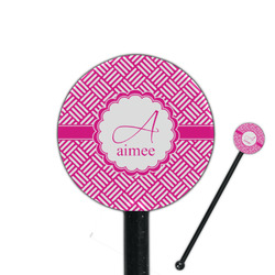 Square Weave 5.5" Round Plastic Stir Sticks - Black - Single Sided (Personalized)