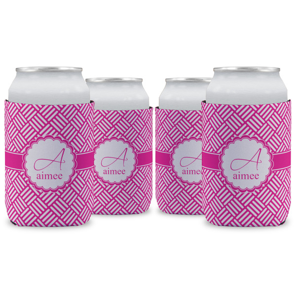 Custom Square Weave Can Cooler (12 oz) - Set of 4 w/ Name and Initial