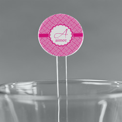 Square Weave 7" Round Plastic Stir Sticks - Clear (Personalized)