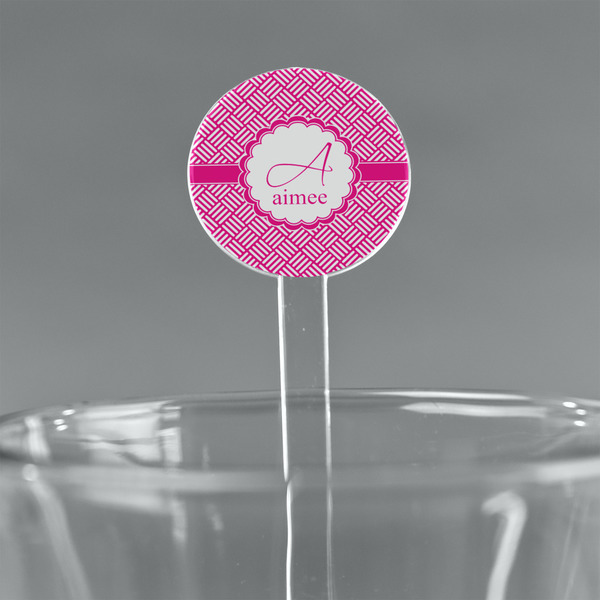 Custom Square Weave 7" Round Plastic Stir Sticks - Clear (Personalized)