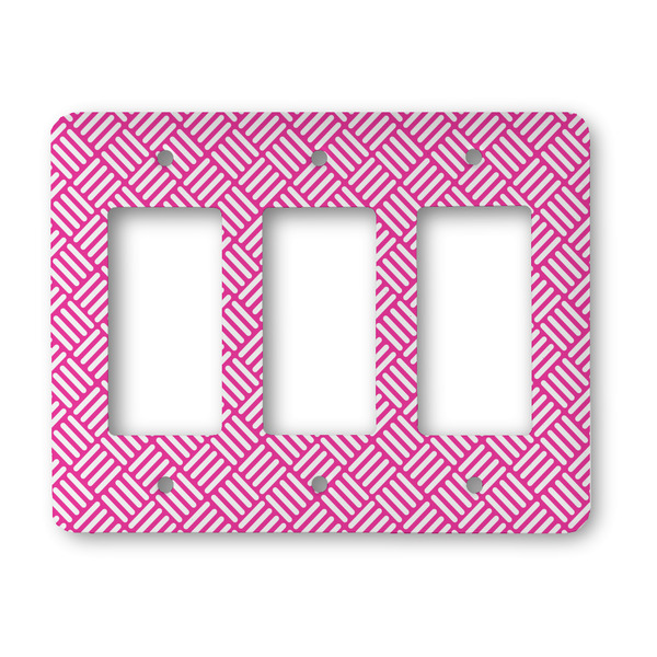 Custom Square Weave Rocker Style Light Switch Cover - Three Switch