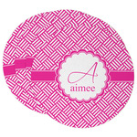 Square Weave Round Paper Coasters w/ Name and Initial