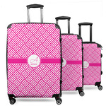 Square Weave 3 Piece Luggage Set - 20" Carry On, 24" Medium Checked, 28" Large Checked (Personalized)