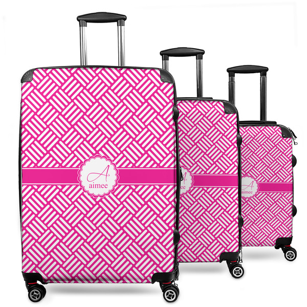 Custom Square Weave 3 Piece Luggage Set - 20" Carry On, 24" Medium Checked, 28" Large Checked (Personalized)