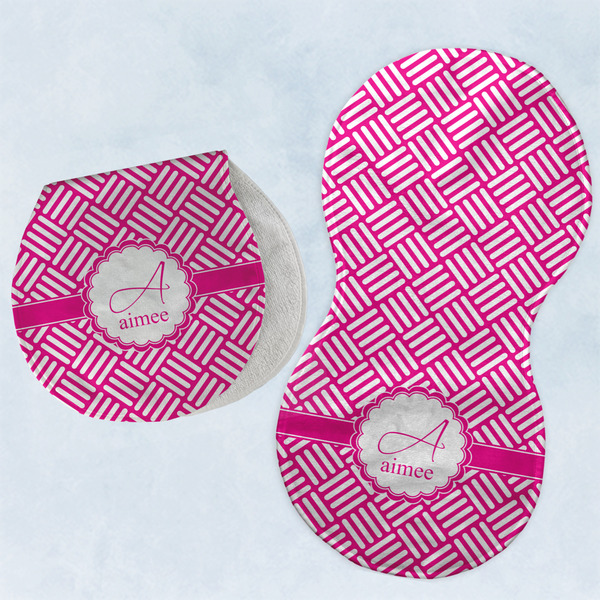 Custom Square Weave Burp Pads - Velour - Set of 2 w/ Name and Initial