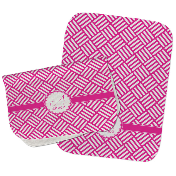 Custom Square Weave Burp Cloths - Fleece - Set of 2 w/ Name and Initial