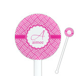 Square Weave 5.5" Round Plastic Stir Sticks - White - Double Sided (Personalized)