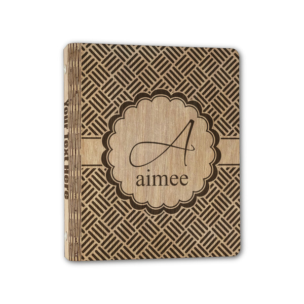 Custom Square Weave Wood 3-Ring Binder - 1" Half-Letter Size (Personalized)