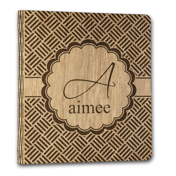 Custom Square Weave Wood 3-Ring Binder - 1" Letter Size (Personalized)