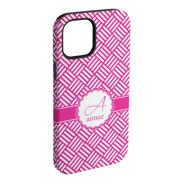 Custom Square Weave iPhone Case - Rubber Lined - iPhone 15 Plus (Personalized)