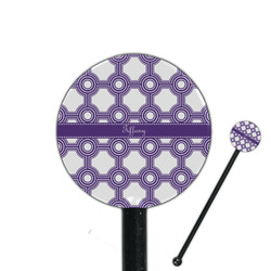 Connected Circles 5.5" Round Plastic Stir Sticks - Black - Double Sided (Personalized)