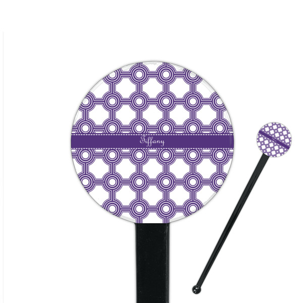 Custom Connected Circles 7" Round Plastic Stir Sticks - Black - Double Sided (Personalized)