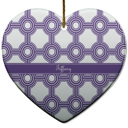 Connected Circles Heart Ceramic Ornament w/ Name or Text