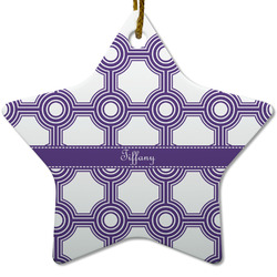 Connected Circles Star Ceramic Ornament w/ Name or Text