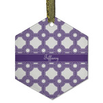 Connected Circles Flat Glass Ornament - Hexagon w/ Name or Text