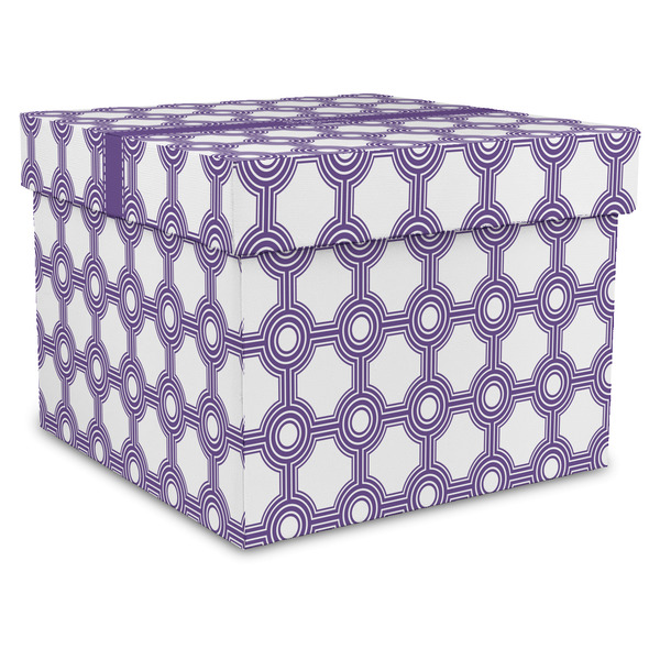 Custom Connected Circles Gift Box with Lid - Canvas Wrapped - XX-Large (Personalized)