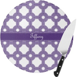 Connected Circles Round Glass Cutting Board - Medium (Personalized)