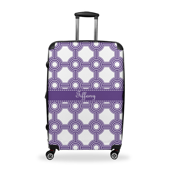 Custom Connected Circles Suitcase - 28" Large - Checked w/ Name or Text