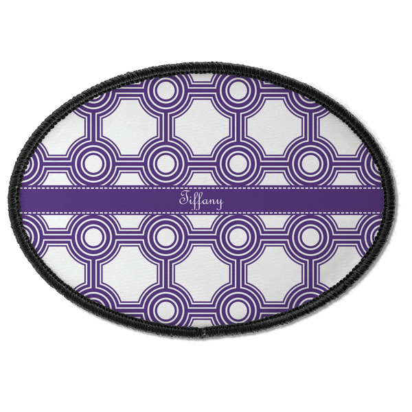 Custom Connected Circles Iron On Oval Patch w/ Name or Text