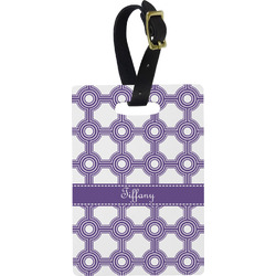 Connected Circles Plastic Luggage Tag - Rectangular w/ Name or Text