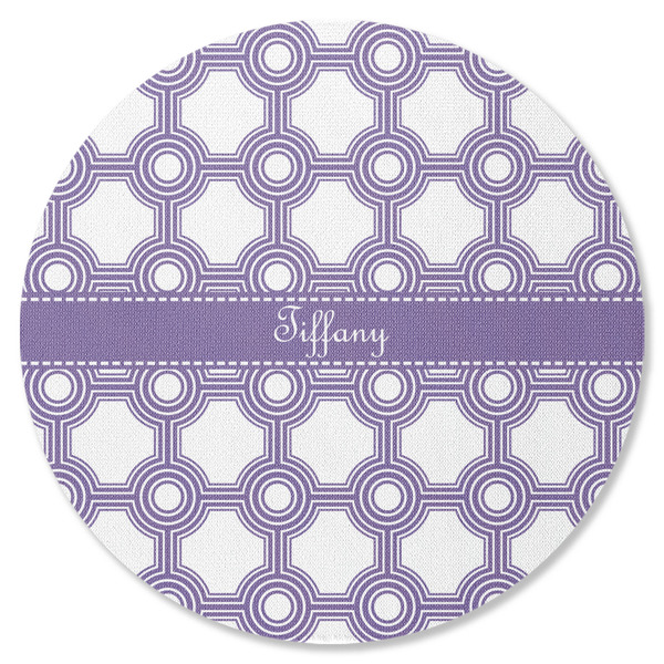 Custom Connected Circles Round Rubber Backed Coaster (Personalized)