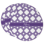 Connected Circles Round Paper Coasters w/ Name or Text