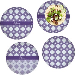 Connected Circles Set of 4 Glass Lunch / Dinner Plate 10" (Personalized)